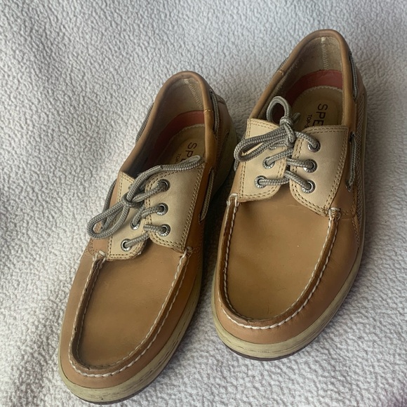 Sperry Boat Shoes Mens 9.5 . Billfish 3-Eye Brown Leather Lace Up Casual